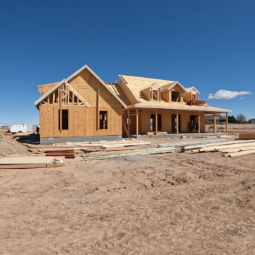 Crown in the framing stage of building a custom home